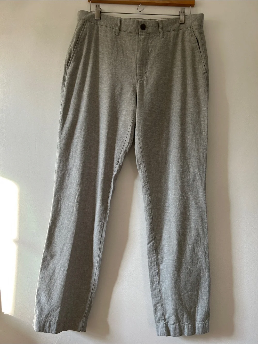 J. Crew Straight Leg Linen Blend Pants Quarry Green Size 34/32 Lightweight